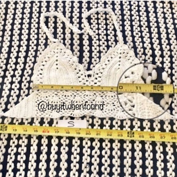 Crochet Knit Halter Bikini Top RED - Picture 5 of 8